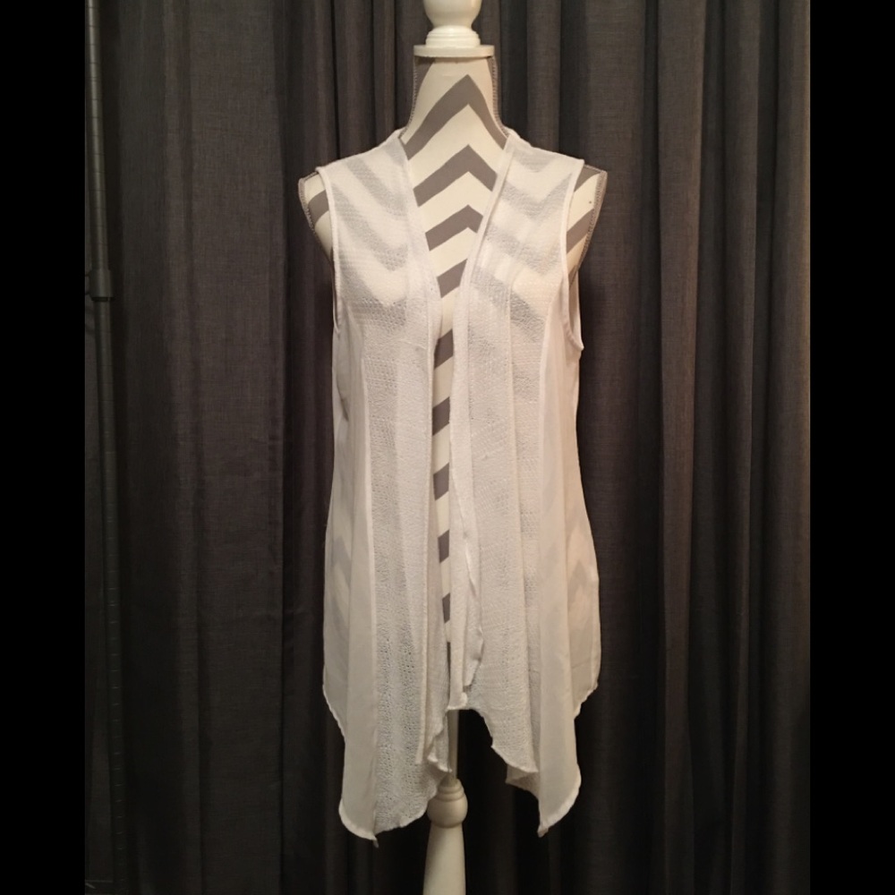 Chico’s white sheer chiffon vest